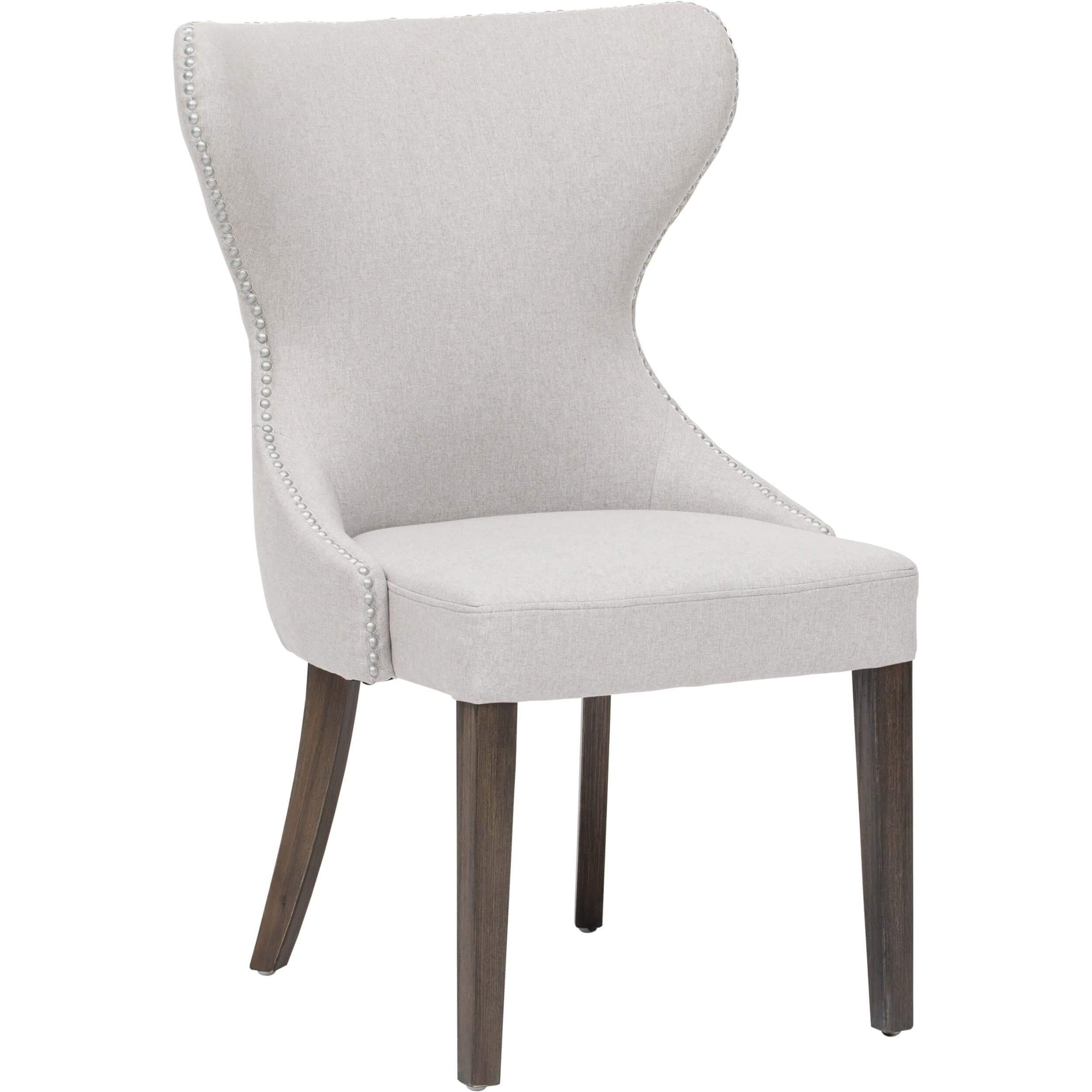 Ariana Dining Chair, Light Grey, Nickel Nailheads