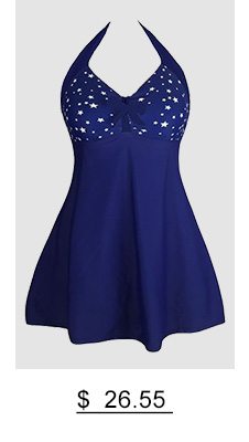 Halter Neck Star Print Navy Blue Swimdress