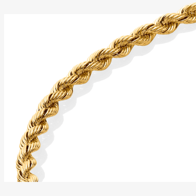 Solid Rope Chain Necklace 5.7mm 14K Yellow Gold 20''