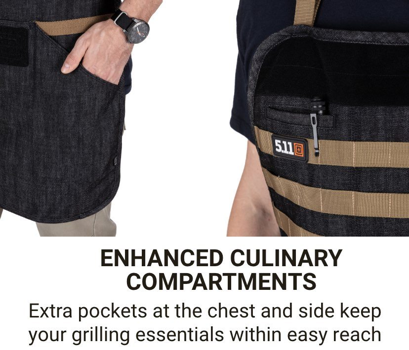 Extra pockets at the chest and side keep your grilling essentials within easy reach