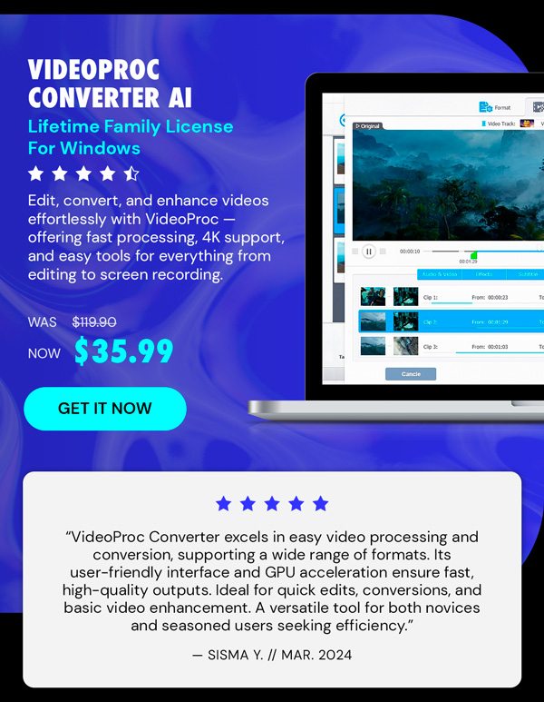 VideoProc Converter AI: Lifetime Family License (For Windows)