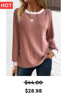 Dusty Pink Patchwork Long Sleeve Round Neck Sweatshirt