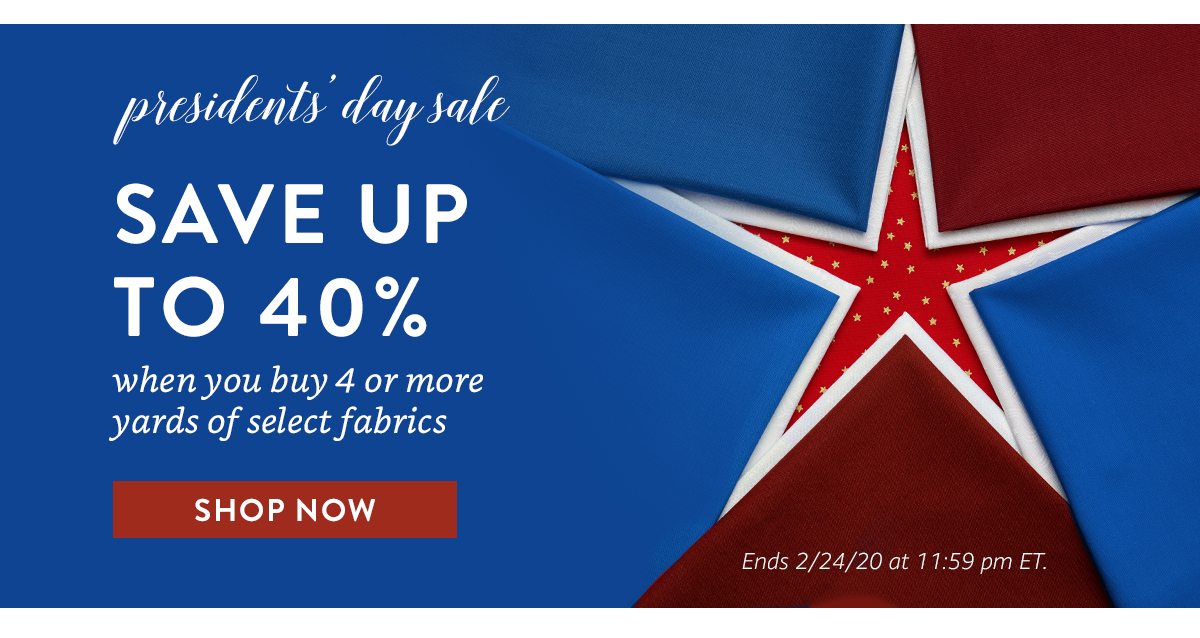 president's day sale | SAVE UP TO 40% | SHOP NOW | Ends 2/24/20 at 11:59 pm ET.