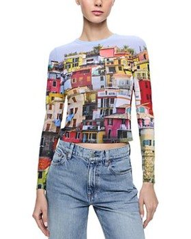 Alice and Olivia Delaina Printed Mesh Top - Exclusive