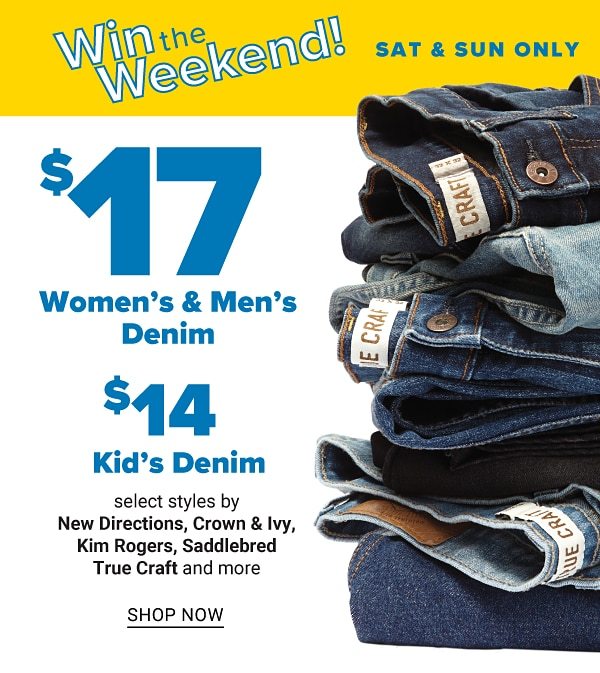 WTW - $14 select Kids Denim, $17 Women's and Men's Denim - Shop Now