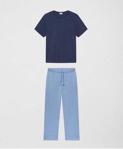 Brooks Brothers X LAKE Men's T-Shirt Pajamas Set in Blue BB#1 Stripe