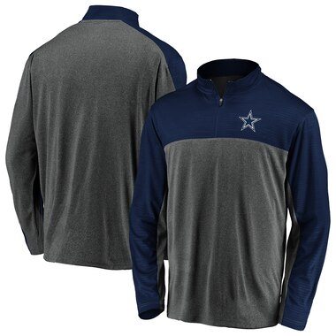Dallas Cowboys NFL Pro Line by Fanatics Branded Colorblock Quarter-Zip Pullover Jacket - Charcoal/Navy