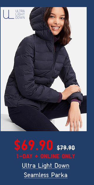 ULTRA LIGHT DOWN SEAMLESS PARKA $69.90