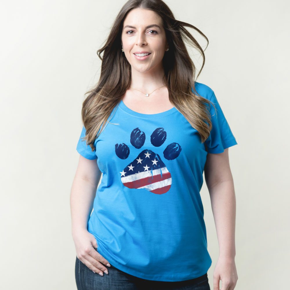 Image of Watercolor Star Spangled Paw Relaxed Fit Turquoise Tee 🇺🇸 Memorial Day Sale- Save Up to 10% off