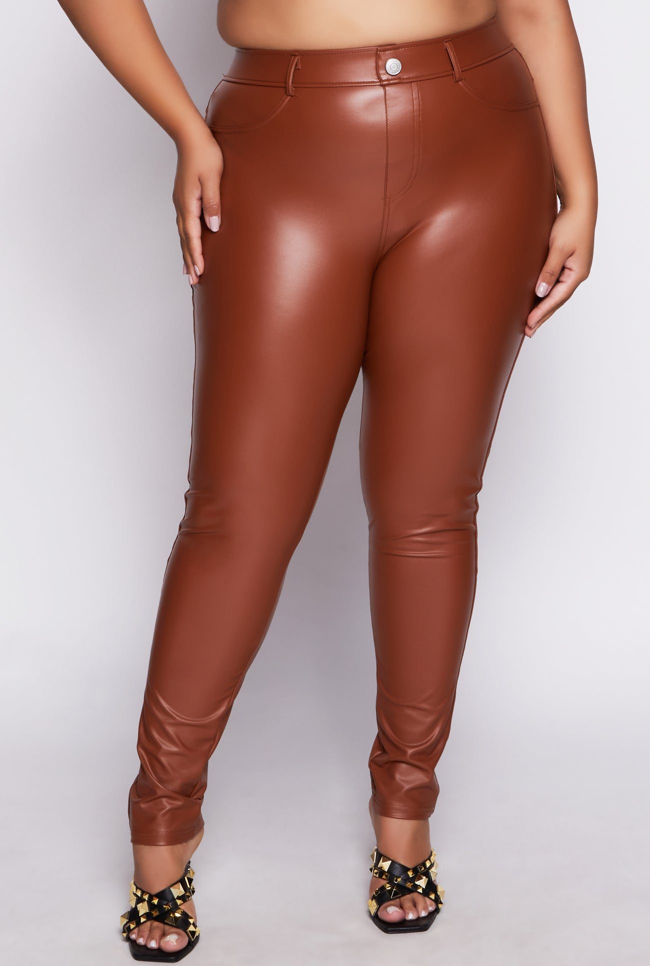 Plus Size Faux Leather High Waist Pants