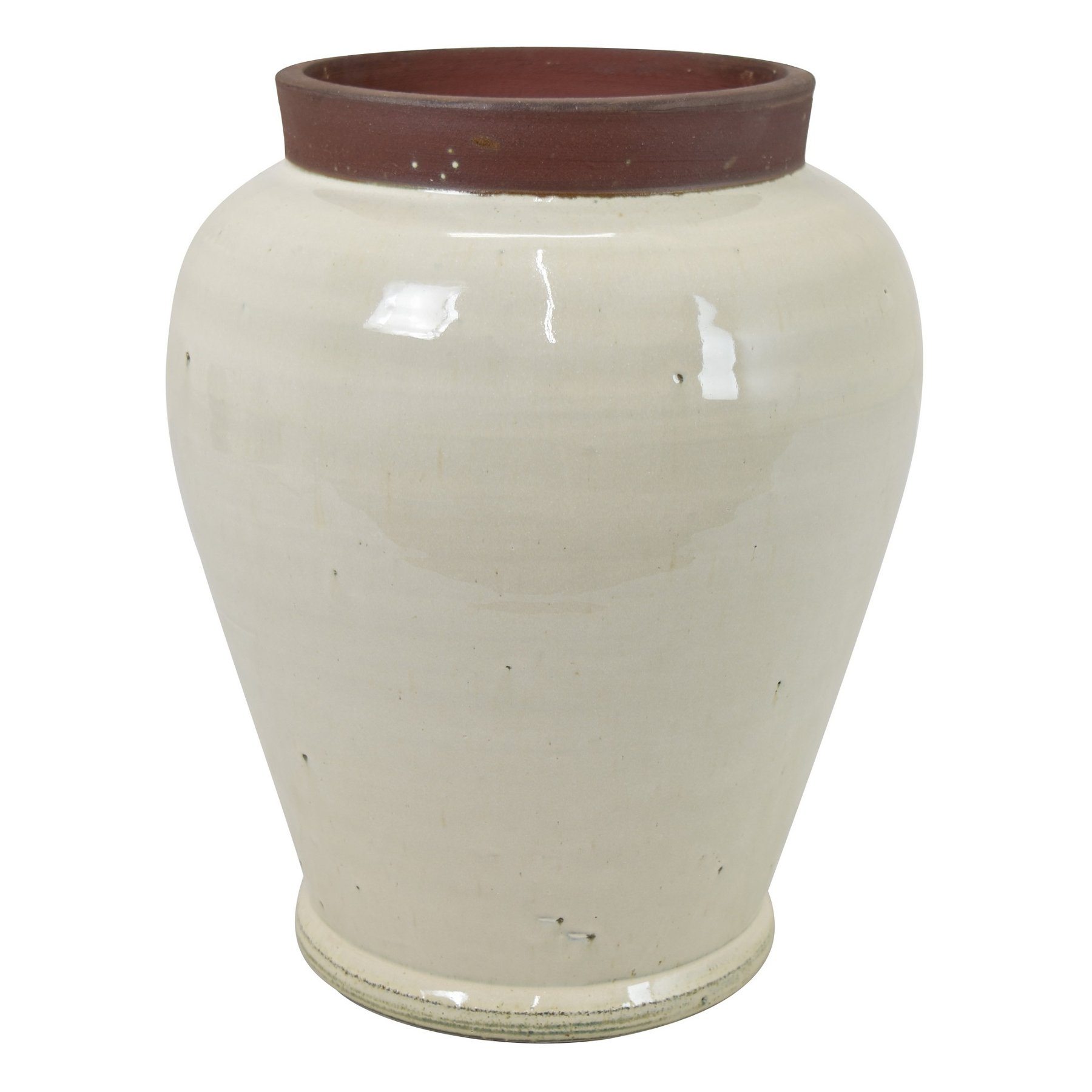 OFF WH VASE W/STONE CLR LIP