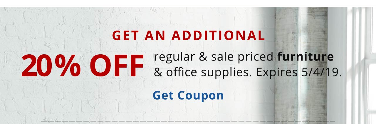 20% off regular & sale price office supplies & furniture