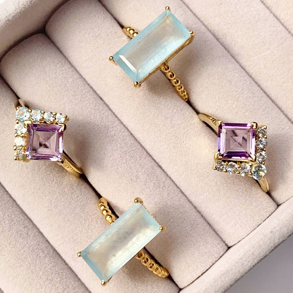 Gold Vermeil Amethyst And Blue Topaz Ring