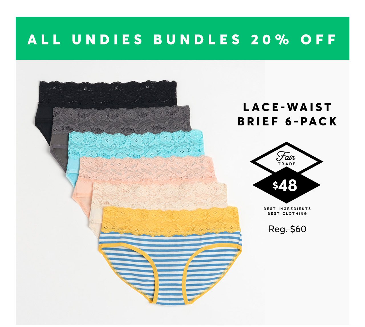 All socks and undies bundles are 20% off