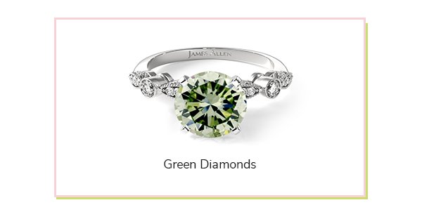 Green Diamond Antique Bezel Engagement Ring