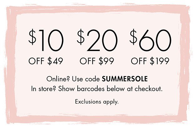 $10 Off $49, $20 Off $99, $60 Off $199