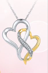 Diamond Heart Necklace 1/20 carat tw Sterling Silver/10K Gold