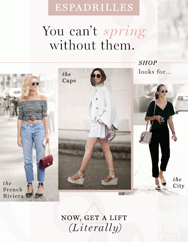 3 Ways to Wear Espadrilles. Think chic on chic on chic.