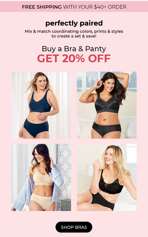 Buy a Bra & Panty, Get 20% Off + Free Ship with $40, Shop Bras - Turn on your images