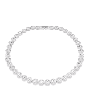 Una Angelic Tennis necklace, Round cut, White, Rhodium plated