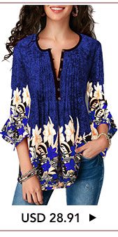Button Up Printed Flare Sleeve Blouse