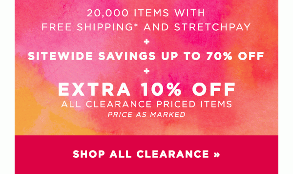 Free shipping on online orders of $49 or more + extra 10% off clearance!