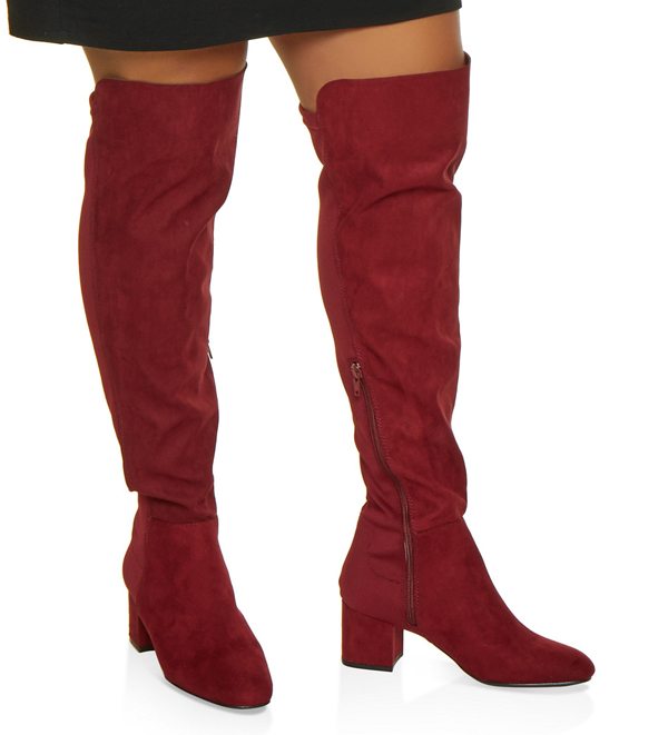 Over the Knee Block Heel Wide Calf Boots