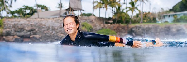 Ewe paddling out in Bombshell Series