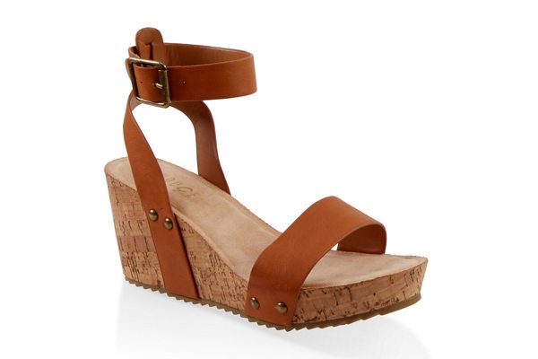 Ankle Strap Cork Wedge Sandals