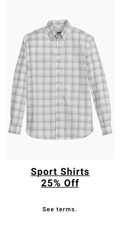 Sport shirts 25 percent off