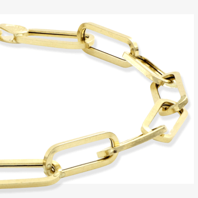 Hollow Paperclip Bracelet 10K Yellow Gold 7.5''