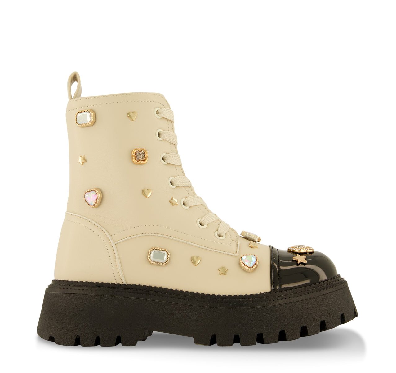 Studded Charm Combat Boots