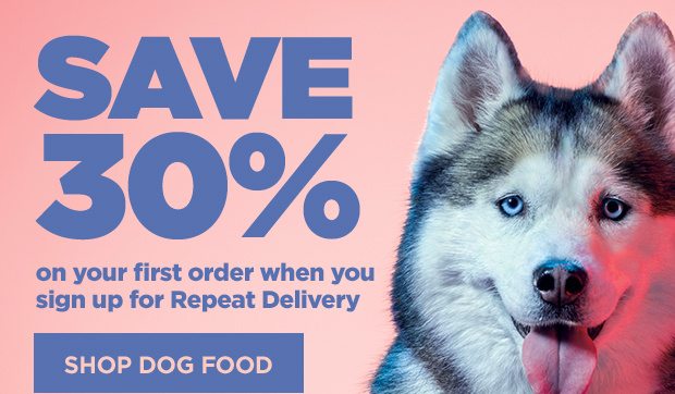 Save 30% on your first order when you sign up for Repeat Delivery. Shop dog food.