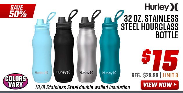 Hurley 32 oz. Stainless Steel Hourglass Bottle