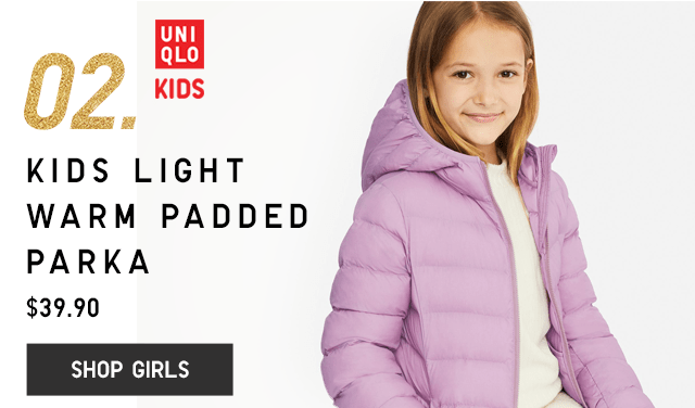 02. KIDS LIGHT WARM PADDED PARKA $39.90 - SHOP GIRLS