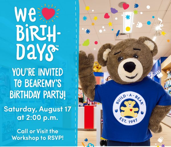 RSVP Needed: Join Us for Bearemy’s Birthday Party! - Build-A-Bear ...