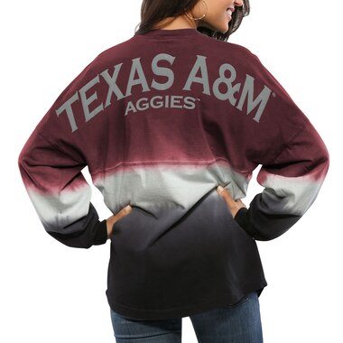 Texas A&M Aggies Women's Ombre Long Sleeve Dip-Dyed Spirit Jersey - Maroon