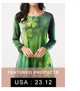 Clover Print Asymmetric Hem ST Patricks Day T Shirt