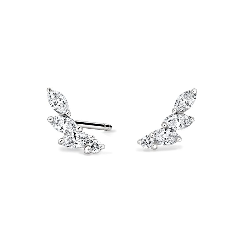 18K White Gold Ivy Diamond Earrings