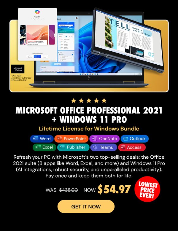 The Ultimate Microsoft Office Professional 2021 for Windows: Lifetime License + Windows 11 Pro Bundle