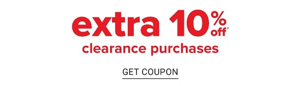 Extra 10% clearance purchases. Get Coupon.