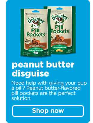 Peanut butter disguise. Need help with giving your pup a pill? Peanut butter-flavored pill pockets are the perfect solution. Shop now >