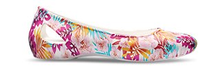 Tropical Floral Women's Crocs Laura Graphic Flat