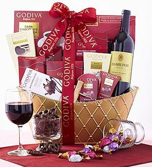 Godiva & Cabernet Wine Valentine Basket SHOP NOW 
