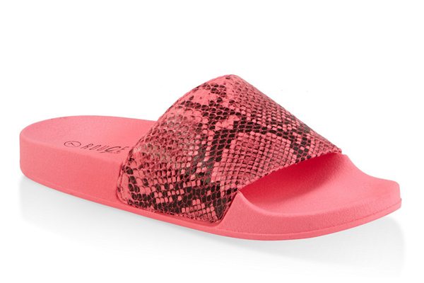 Neon Snake Print Pool Slides