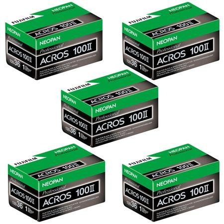 Fujifilm Neopan 100 Acros II Black and White Negative Film, 135 Roll Film, 36 Exposure, 5-Pack