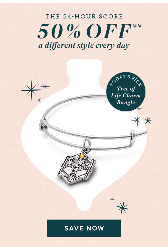 Save 50% on the Tree of Life Charm Bangle! Today only. Online only.