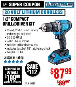 View 20V Lithium Cordless 1/2 In. Compact Drill/Driver Kit