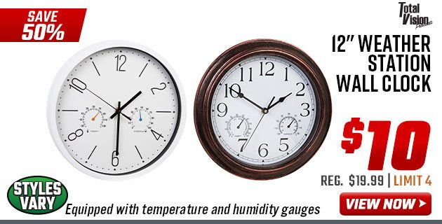 Total Vision 12'' Weather Station Wall Clock