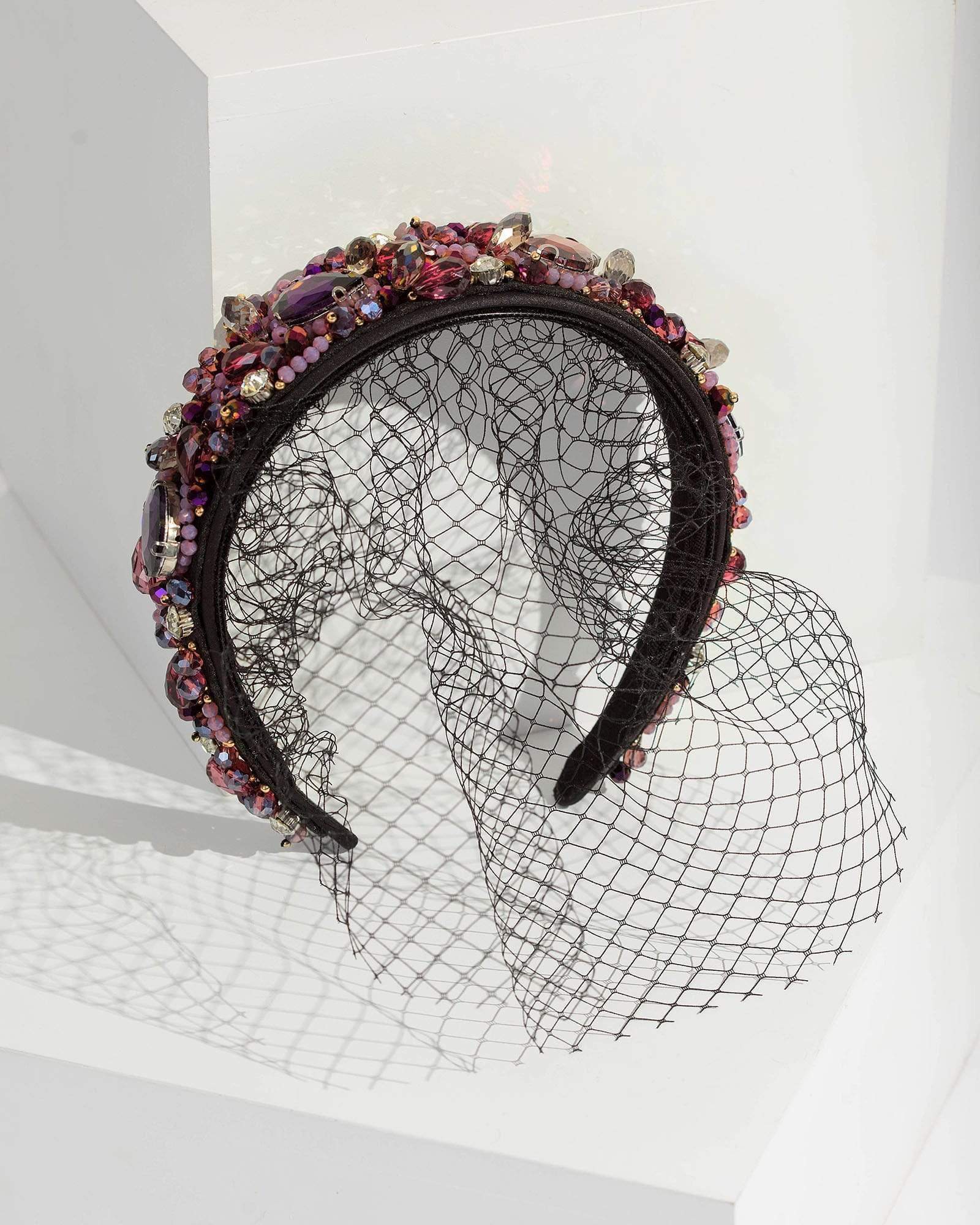 Image of Purple Detailed Crystal Headband Fascinator